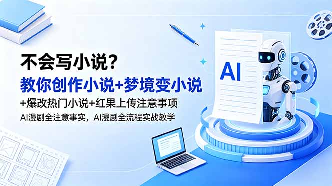 不会写小说？教你创作小说+梦境变小说+爆改热门小说+红果上传注意事项，AI漫剧全流程实战教学-优优云创网