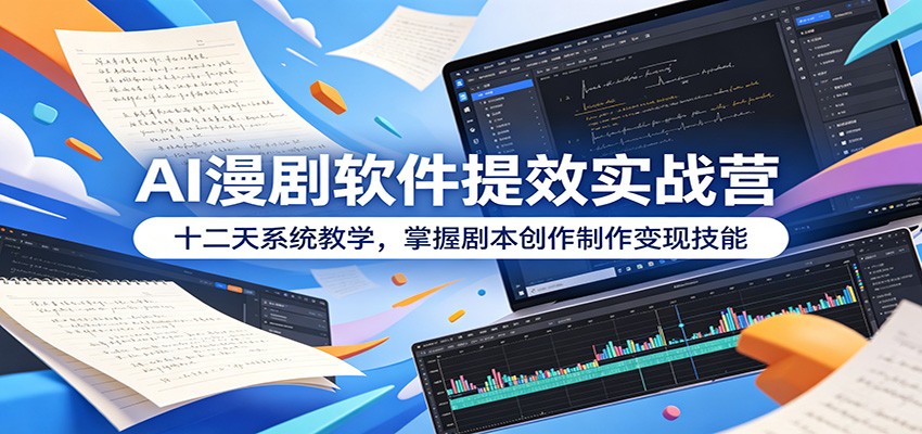 AI漫剧软件提效实战营：十二天系统教学，掌握剧本创作制作变现技能-优优云创网