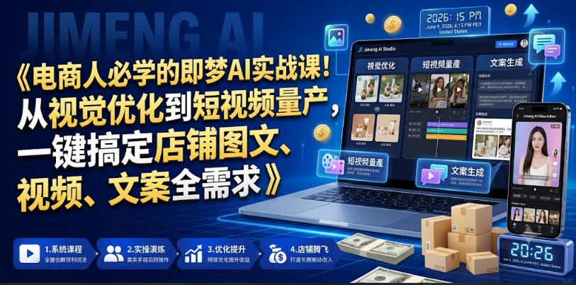 20260610133231911-1325ee6cb7901f71683a1df2e647b127 电商人必学的即梦AI实战课!从视觉优化到短视频量产,一键搞定店铺图文、视频、文案全需求