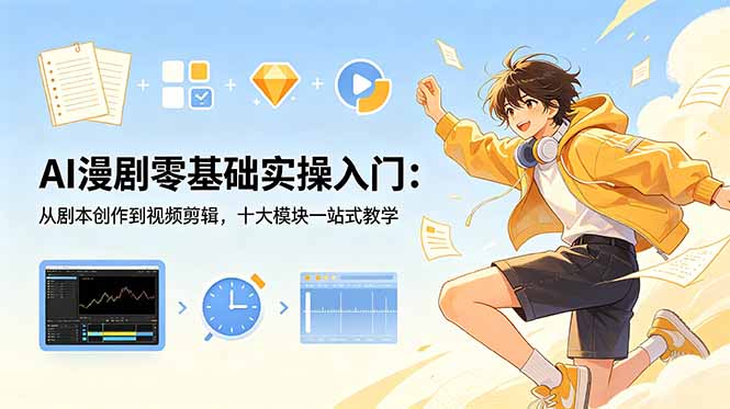 AI漫剧零基础实操入门：从剧本创作到视频剪辑，十大模块一站式教学-优优云创网