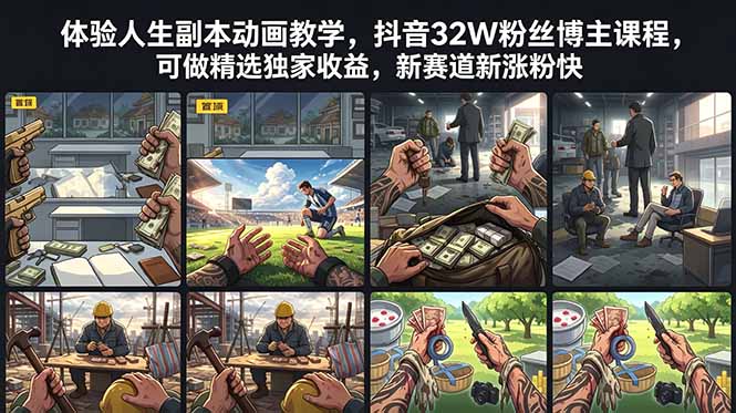 体验人生副本动画教学, 抖音32W粉丝博主课程,可做精选独家收益,新赛道新涨粉快-优优云创网