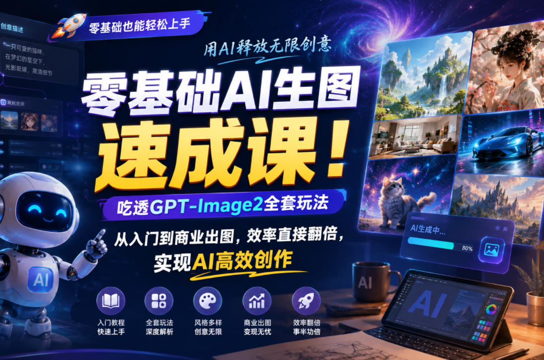 零基础AI生图速成课!吃透GPT-Image2全套玩法,从入门到商业出图,效率直接翻倍,实现AI高效创作-优优云创网