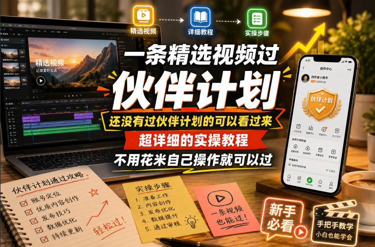 一条精选视频过伙伴计划,还没有过伙伴计划的可以看过来,超详细的实操教程,不用花米自己操作就可以过-优优云创网
