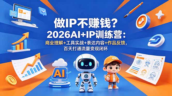 做IP不赚钱？2026AI+IP训练营：商业理解+工具实战+表达内容+作品反馈，百天打通流量变现闭环-优优云创网