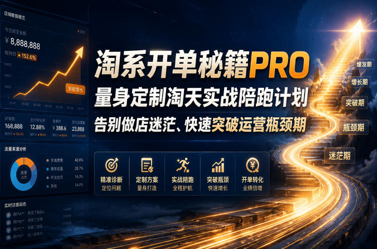 淘系开单秘籍PRO,量身定制淘天实战陪跑计划,告别做店迷茫、快速突破运营瓶颈期(2026年6月11)-优优云创网