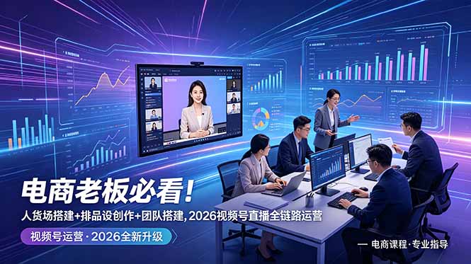 电商老板必看!人货场搭建+排品设计+素材创作+团队搭建,2026视频号直播全链路运营-优优云创网
