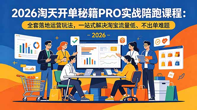 2026淘天开单秘籍PRO实战陪跑课程:全套落地运营玩法,一站式解决淘宝流量低、不出单难题-优优云创网