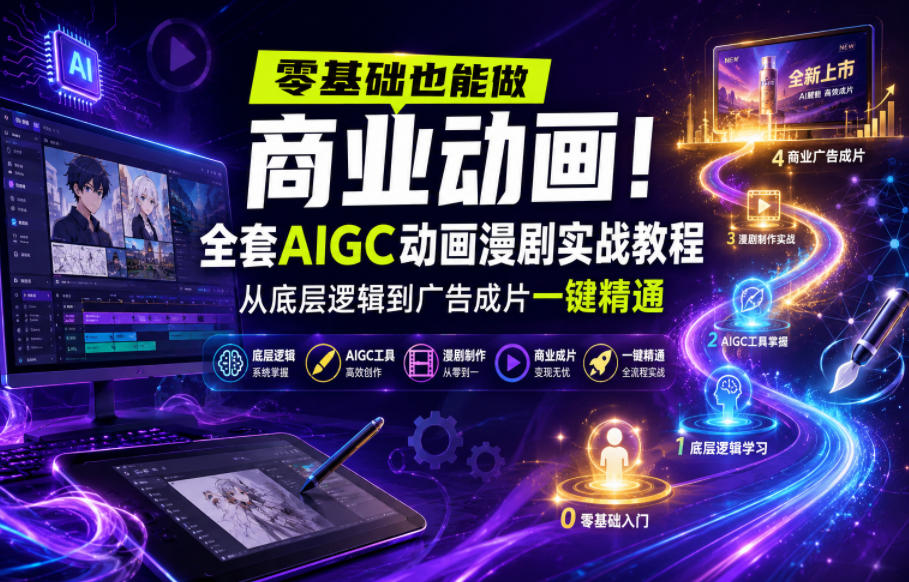 20260612141229864-a90af0f88456e119b02e671c77dcf976 零基础也能做商业动画!全套AIGC动画漫剧实战教程,从底层逻辑到广告成片一键精通