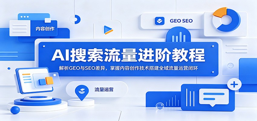AI搜索流量进阶教程：解析GEO与SEO差异，掌握内容创作技术搭建全域流量运营闭环-优优云创网