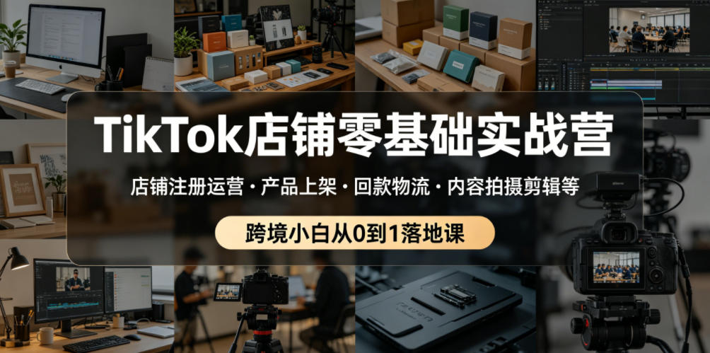 TikTok店铺零基础实战营，店铺注册运营・产品上架・回款物流・内容拍摄剪辑等 ，跨境小白从0到1落地课-优优云创网
