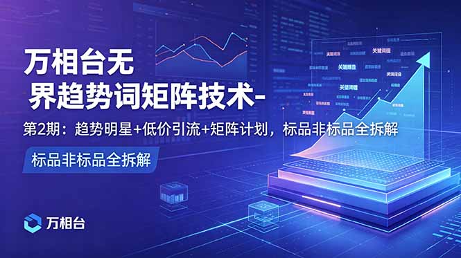 万相台无界趋势词矩阵技术-第2期:趋势明星+低价引流+矩阵计划,标品非标品全拆解-优优云创网