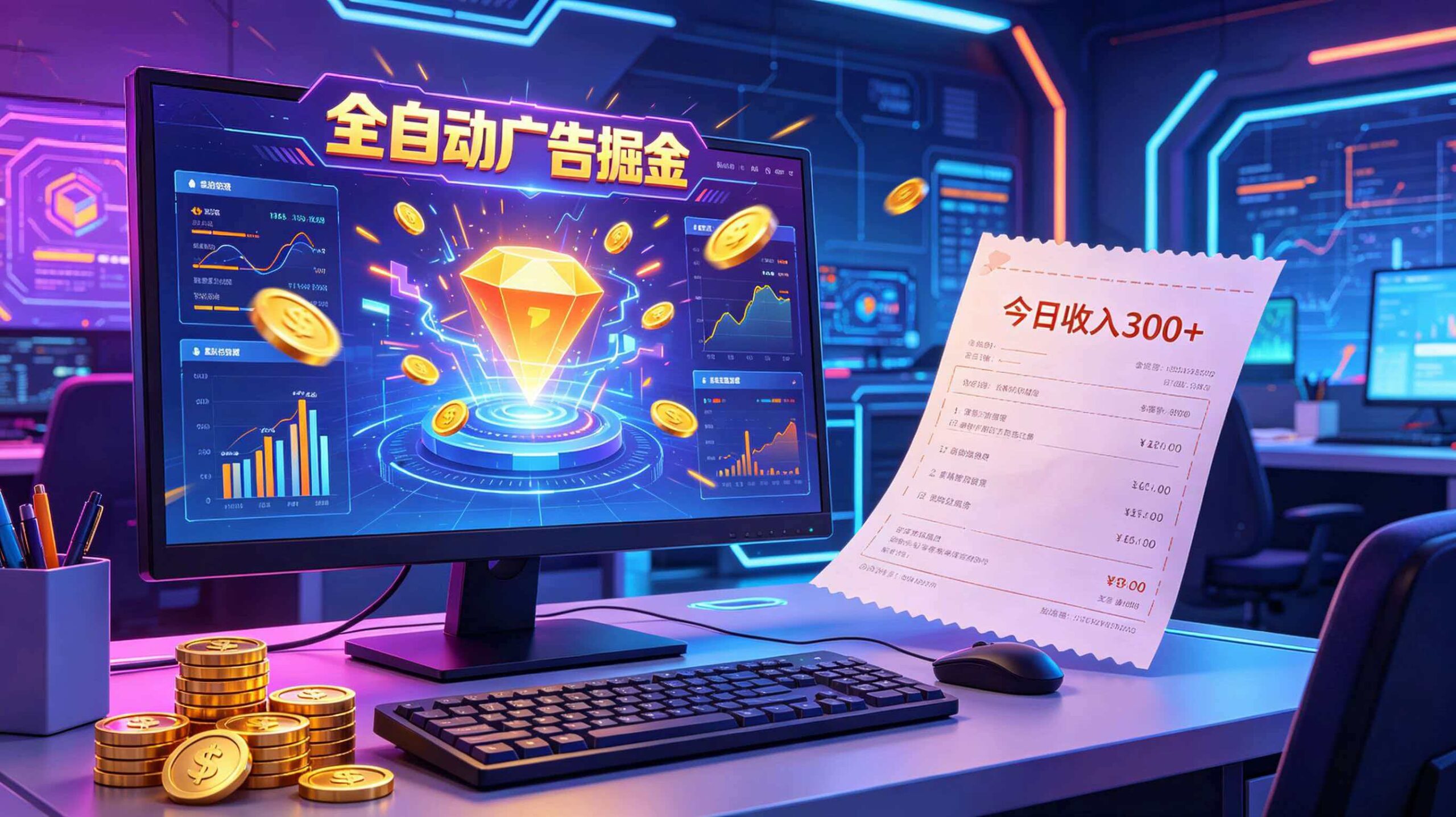 全自动广告掘金,日入300+。全程Ai自动化运行,解放双手,时间自由。收益稳定-优优云创网