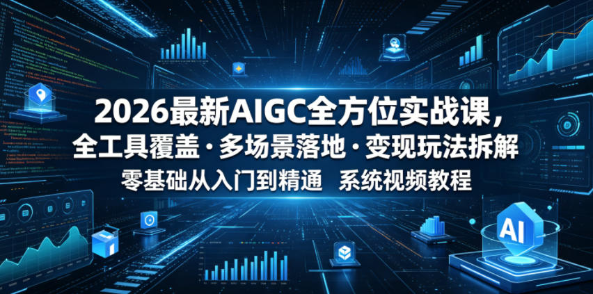 2026最新AIGC全方位实战课，全工具覆盖・多场景落地・变现玩法拆解，零基础从入门到精通系统视频教程-优优云创网