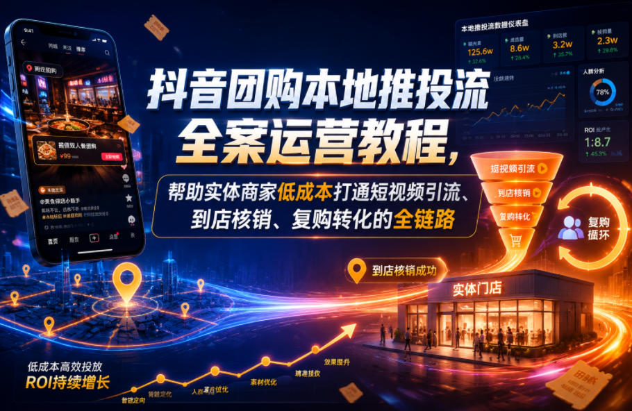 20260613183727204-94c0f94b11895dba472abe7c293ffafa 抖音团购本地推投流全案运营教程,帮助实体商家低成本打通短视频引流、到店核销、复购转化的全链路