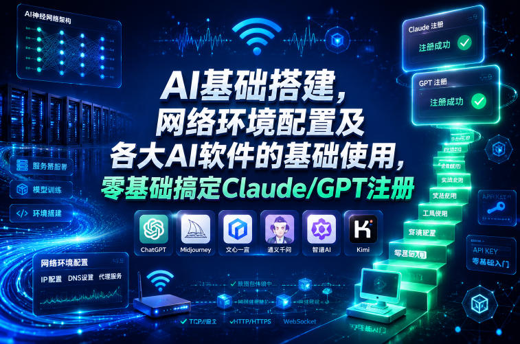 20260613201831423-995c8629bcee34942e948de5b4055445 AI基础搭建,网络环境配置及各大AI软件的基础使用,零基础搞定Claude/GPT注册