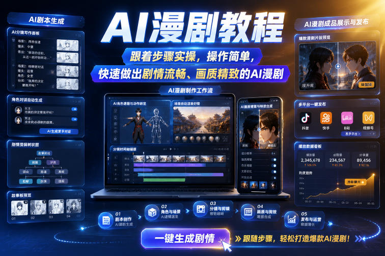 AI漫剧教程,跟着步骤实操,操作简单,快速做出剧情流畅、画质精致的AI漫剧-优优云创网