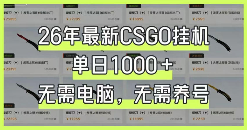 26年最新CSGO挂G系统,单日1000+,无需电脑,无需养号,0基础可上手【揭秘】-优优云创网