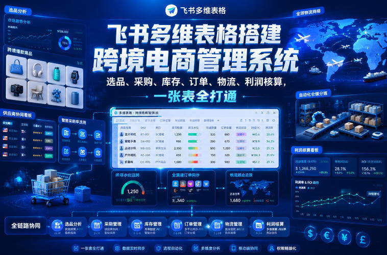 20260614150329747-8b63cb3bde042a78e4f00c238f1969f1 飞书多维表格搭建跨境电商管理系统,选品、采购、库存、订单、物流、利润核算,一张表全打通
