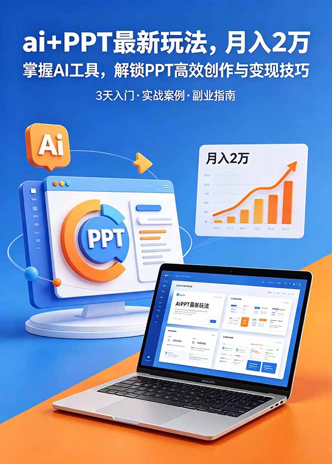 ai+PPT最新玩法,月入2万掌握AI工具,解锁PPT高效创作与变现技巧3天入门,实战案例·副业指南-优优云创网