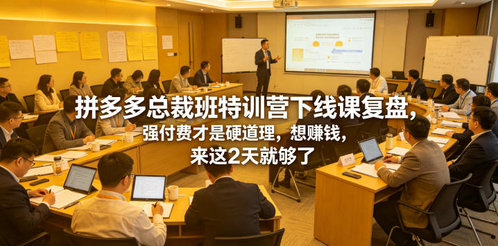 拼多多总裁班特训营下线课复盘,强付费才是硬道理,想賺钱,来这2天就够了-优优云创网