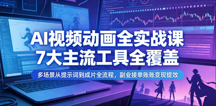 20260615123333515-55d91784efe9e7b165b0a572bdfbfcd6 AI视频动画全实战课,7大主流工具全覆盖,多场景从提示词到成片全流程,副业接单账号变现提效
