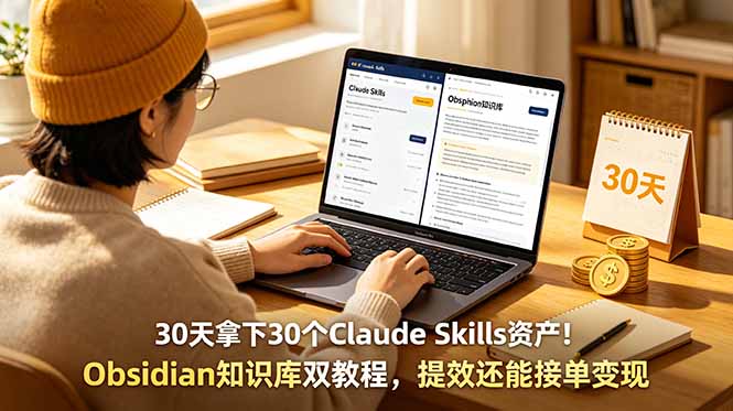 30天拿下30个Claude Skills资产!Obsidian知识库双教程,提效还能接单变现-优优云创网