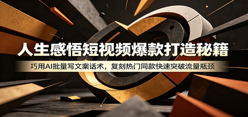 人生感悟短视频爆款打造秘籍：巧用A 批量写文案话术，复刻热门同款快速突破流量瓶颈-优优云创网