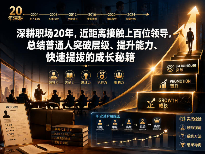 付费文章：深耕职场20年，近距离接触上百位领导，总结普通人突破层级、提升能力、快速提拔的成长秘籍(全网独家干货)-优优云创网