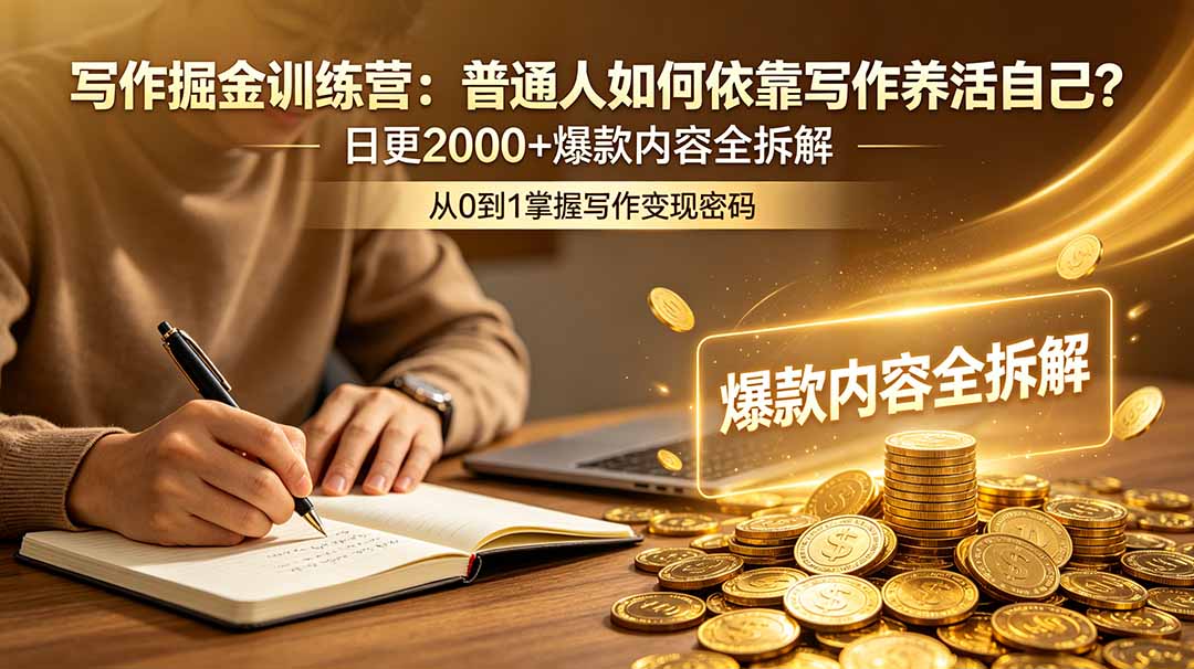 写作掘金训练营：普通人如何依靠写作养活自己？日更2000+爆款内容全拆解-优优云创网