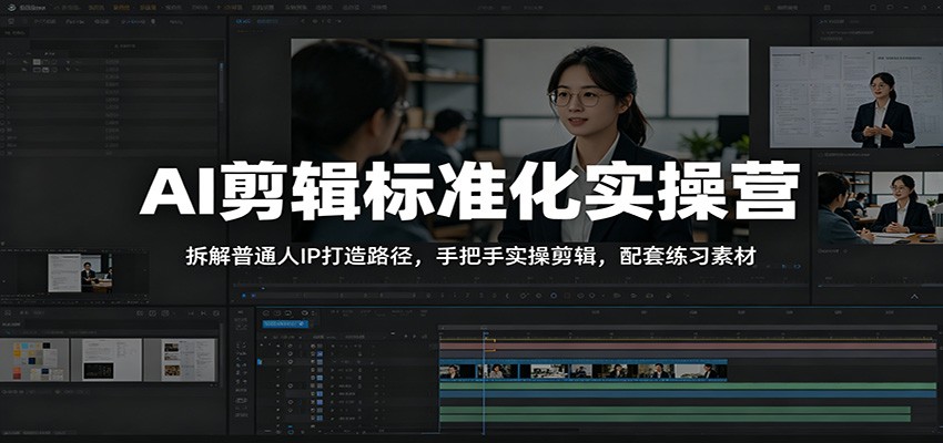 AI剪辑标准化实操营:拆解普通人IP打造路径,手把手实操剪辑,配套练习素材-优优云创网