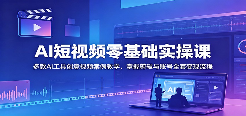 AI短视频零基础实操课:多款AI工具创意视频案例教学,掌握剪辑与账号全套变现流程-优优云创网