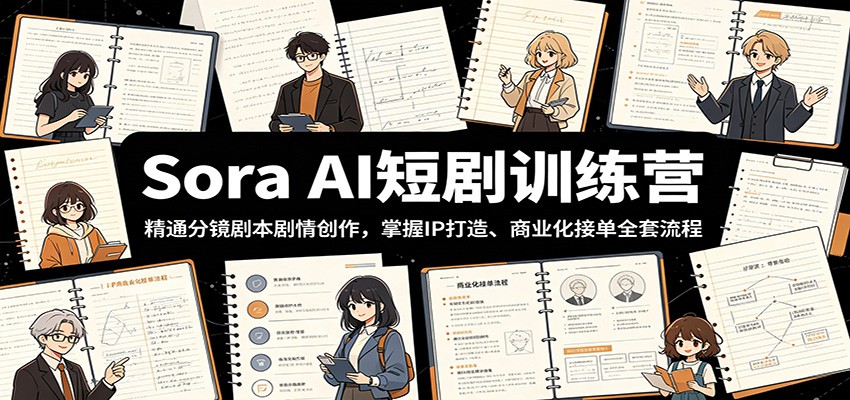 Sora AI短剧训练营:精通分镜剧本剧情创作,掌握IP打造、商业化接单全套流程-优优云创网