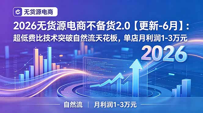 2026无货源电商不备货2.0【更新-6月】:超低费比技术突破自然流天花板,单店月利润1-3万元-优优云创网