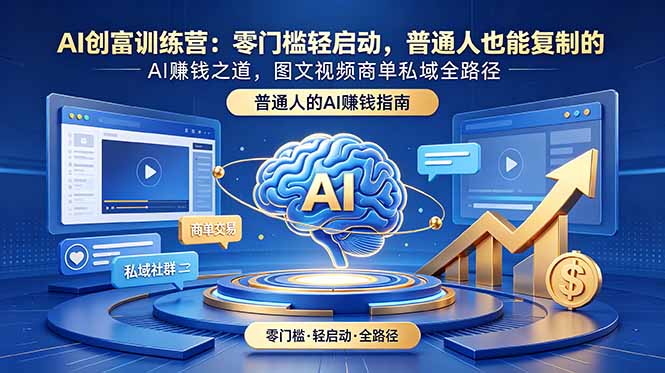 AI创富训练营:零门槛轻启动,普通人也能复制的AI赚钱之道,图文视频商单私域全路径-优优云创网