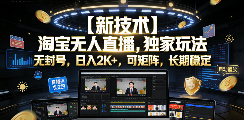20260618125458405-11bbfbacb3c7b752a9dc1031557427dd 【新技术】淘宝无人直播,独家玩法,无封号,日入2K+,可矩阵,长期稳定【揭秘】