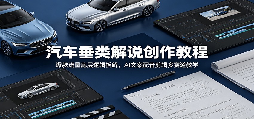 汽车垂类解说创作教程:爆款流量底层逻辑拆解,AI文案配音剪辑多赛道教学-优优云创网