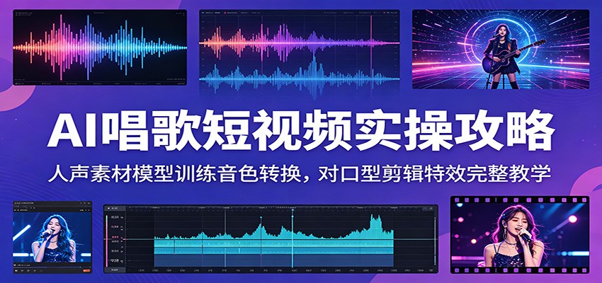 AI唱歌短视频实操攻略:人声素材模型训练音色转换,对口型剪辑特效完整教学-优优云创网