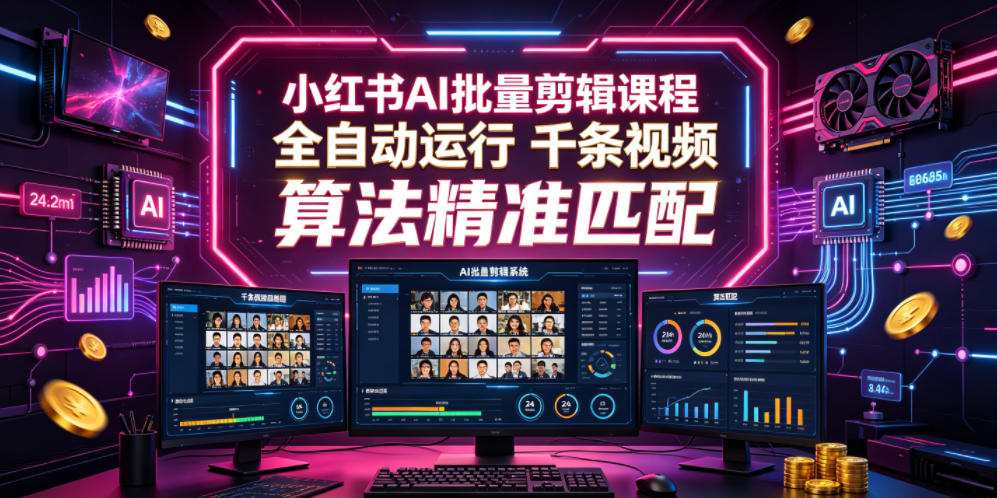 20260619101028294-175908f59910eae4b66b0360cb65a93d 小红书AI批量剪辑课程,24小时全自动运行,解放双手专注运营,千条视频批量处理,小红书算法精准匹配