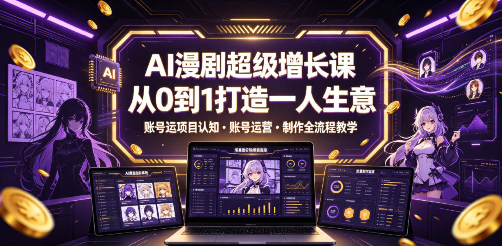 AI漫剧超级增长课，从0到1打造一人生意，项目认知・账号运营・制作全流程教学-优优云创网