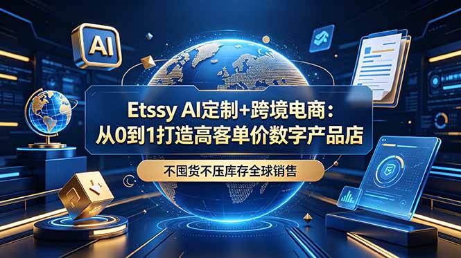 Etsy AI定制+跨境电商:从0到1打造高客单价数字产品店,不囤货不压库存全球销售-优优云创网