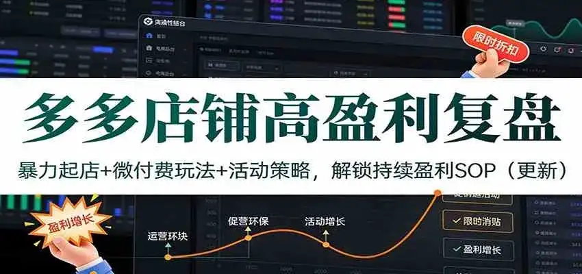 多多店铺高盈利复盘：暴力起店+微付费玩法+活动策略，解锁持续盈利SOP（更新）-副业吧