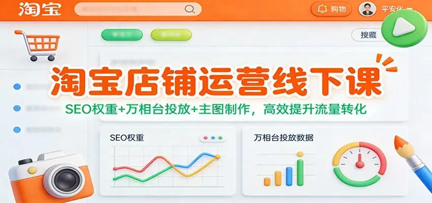 【精】淘宝店铺运营线下课：SEO权重+万相台投放+主图制作，高效提升流量转化-副业吧