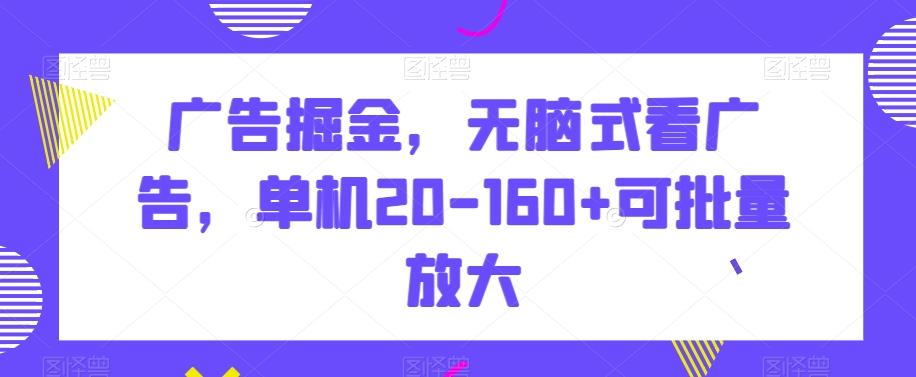 广告掘金，无脑式看广告，单机20-160+可批量放大【揭秘】-云创网