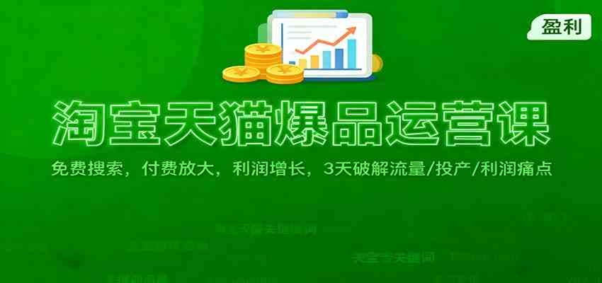 淘宝天猫爆品运营课：免费搜索，付费放大，利润增长，3 天破解流量/ 投产/利润痛点-副业吧