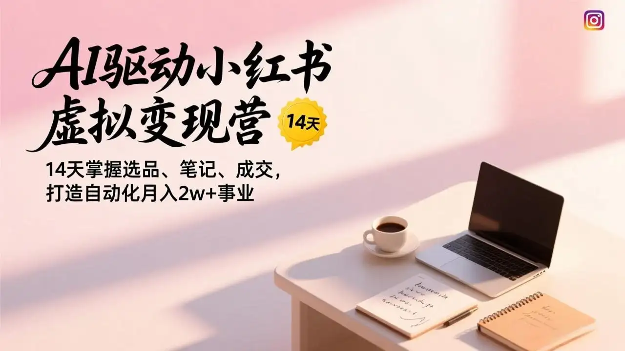 【精】AI驱动小红书虚拟变现营,14天掌握选品、笔记、成交,打造自动化月入2w+事业-副业吧