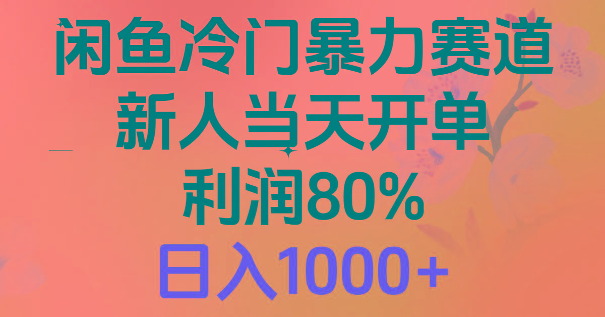 2024闲鱼冷门暴力赛道，新人当天开单，利润80%，日入1000+-云创网