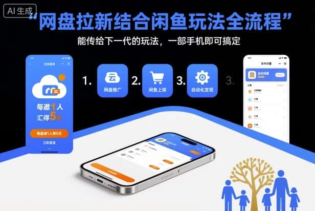 网盘拉新结合闲鱼玩法全流程，能传给下一代的玩法，一部手机即可搞定（附入口渠道以及实操教程）-优优云创