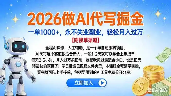 （16924期）2026做AI代写掘金，一单1000+，永不失业副业，轻松月入过万-优优云创