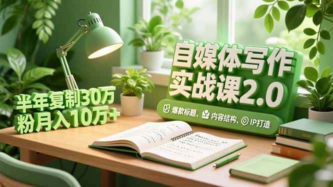 （16734期）自媒体写作实战课2.0，爆款标题、内容结构、IP打造，半年复制30万粉月入10万+-副业吧