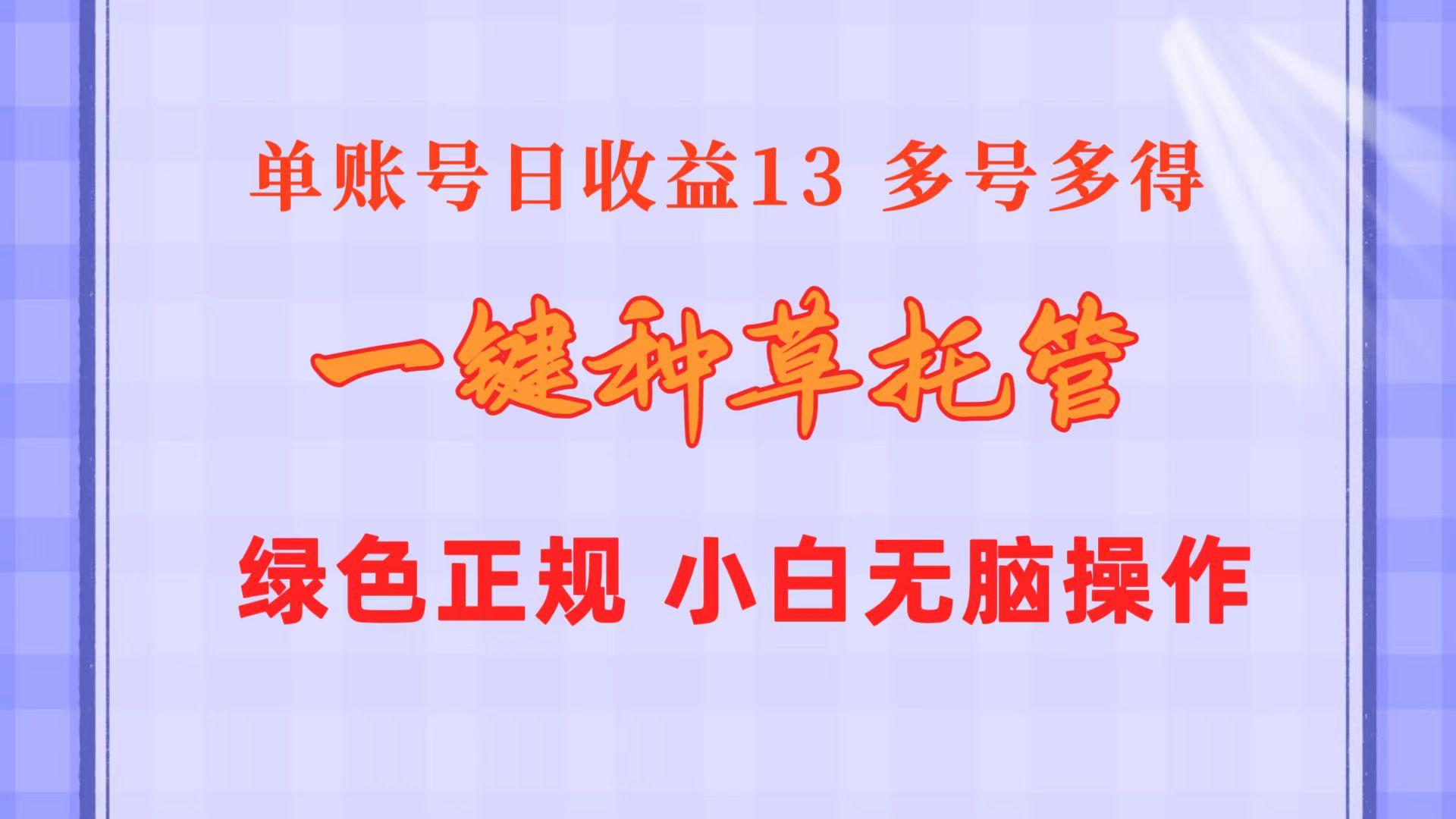 一键种草托管 单账号日收益13元  10个账号一天130  绿色稳定 可无限推广-云创网